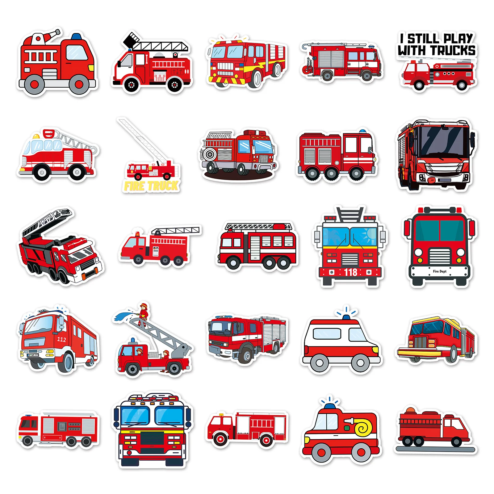 50PCS Fire Truck Vinyl Sticker - Laptop Original Accessories review and price